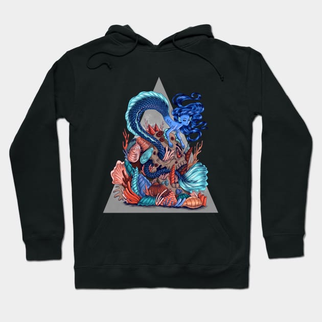 Blue Mermaid Skull Home Hoodie by Marta Tesoro